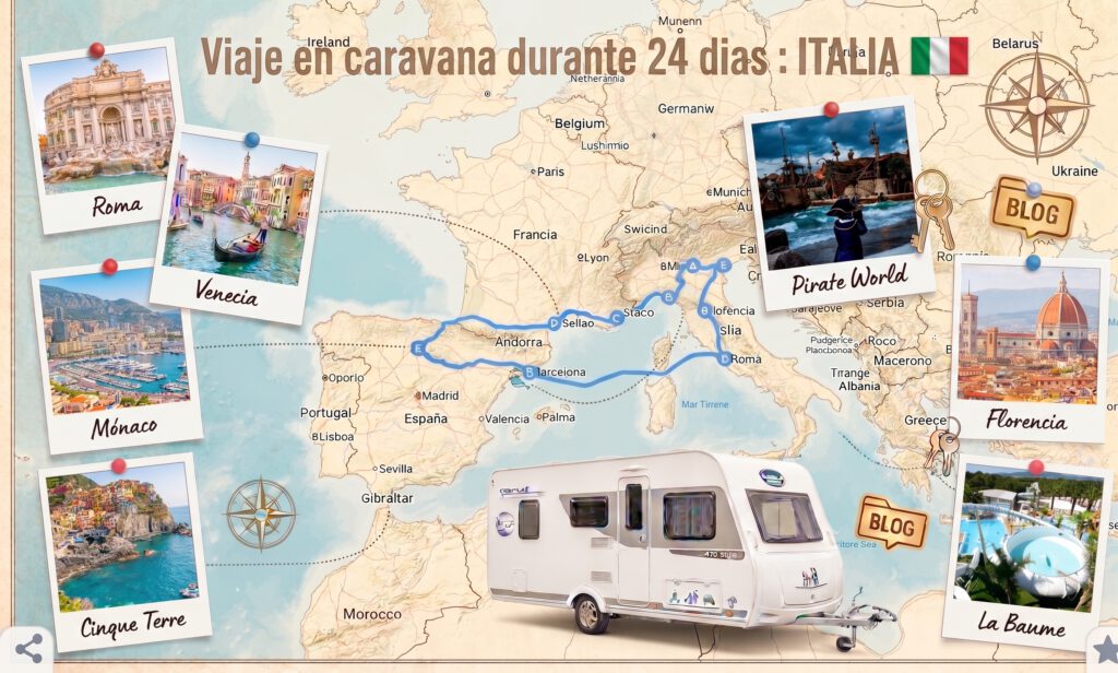 Italia y Francia en caravana: 24 días por Roma, Florencia, Venecia, Gardaland, Cinque Terre y Mónaco